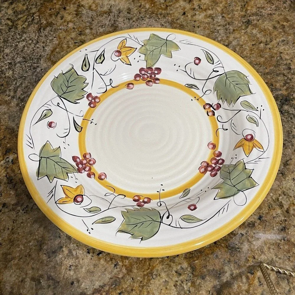 Pier 1 Imports Bowl Plate 10.75 Inch Chateau Napa Hand Painted Pasta Ceramic EUC